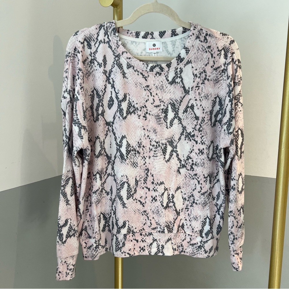 Sundry Pink & Grey Snake Print Sweatshirt